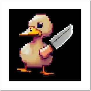 Pixel Art Duck and Knife Posters and Art